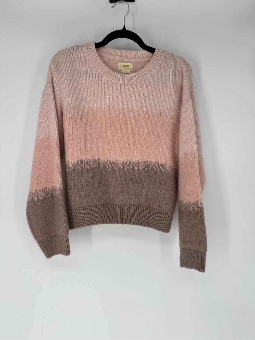 Anthropologie Ombre Crewneck Sweater in Blush and Taupe